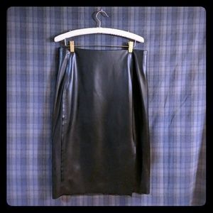 Leather Pencil Skirt w/ Slit